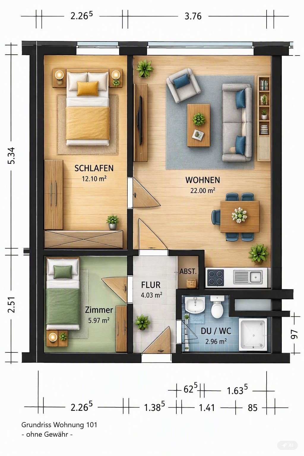 Renovierte Wohnung mit gepflegter Einbauküche und Außenstellplatz in Duhnen